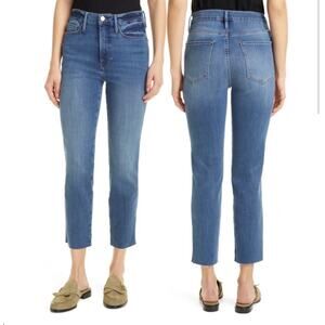 FRAME Size 29 Women's Jeans Le Sylvie Crop Blue Denim Raw Hem High Rise Jeans